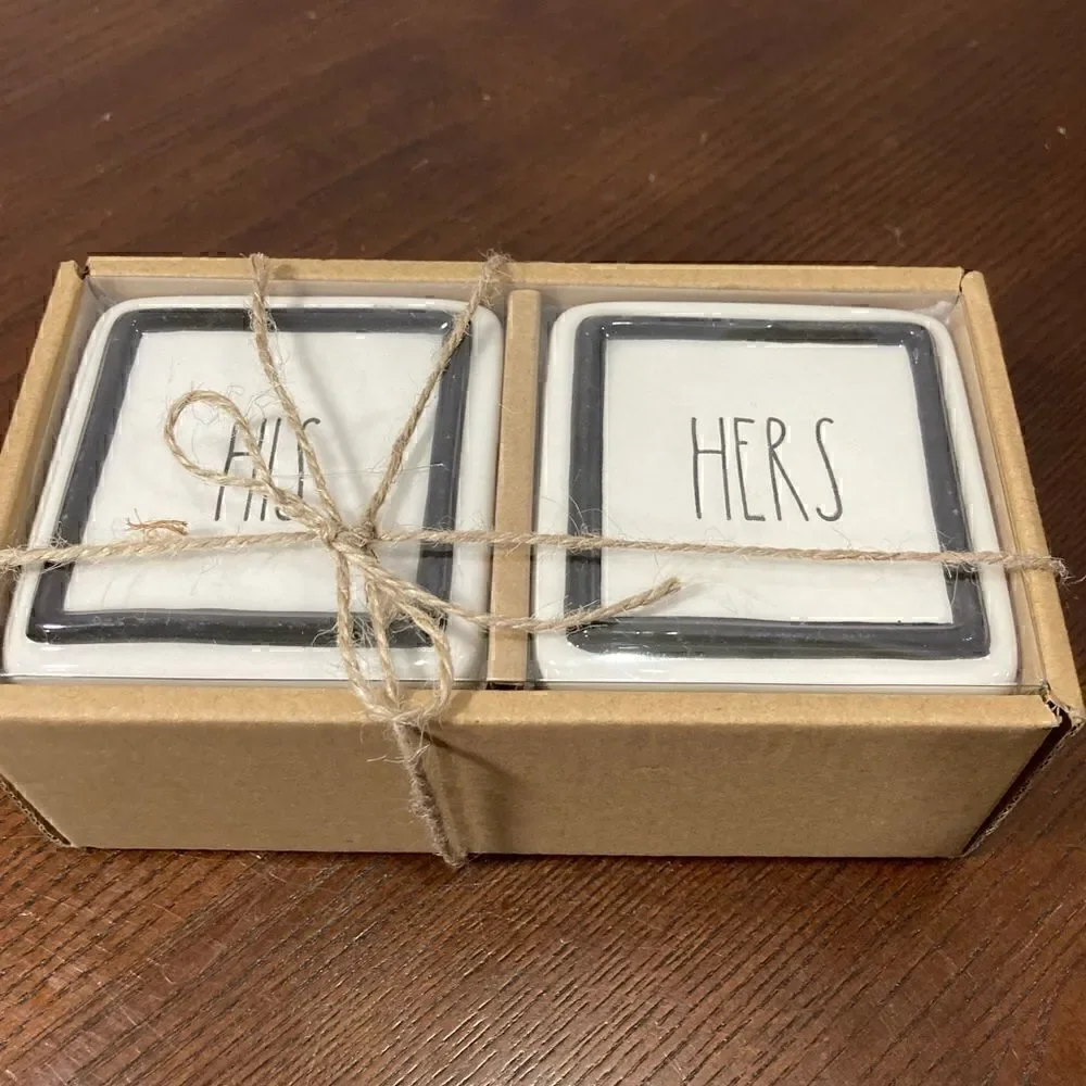 RAE DUNN ARTISAN COLLECTION JEWELRY BOX “his hers”